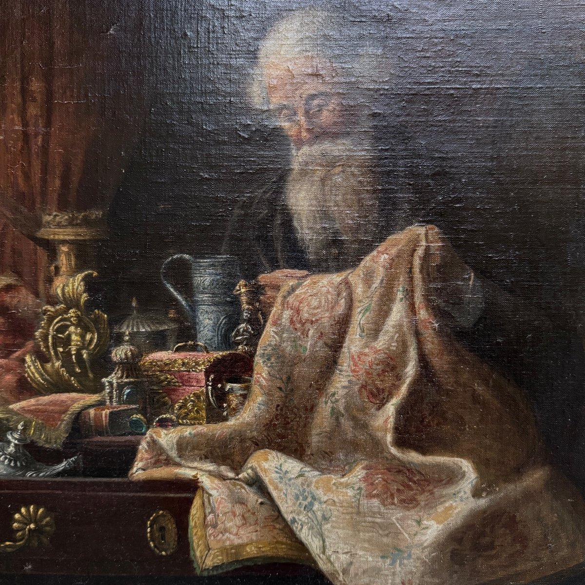 Oil On Canvas The Antique Dealer-photo-2