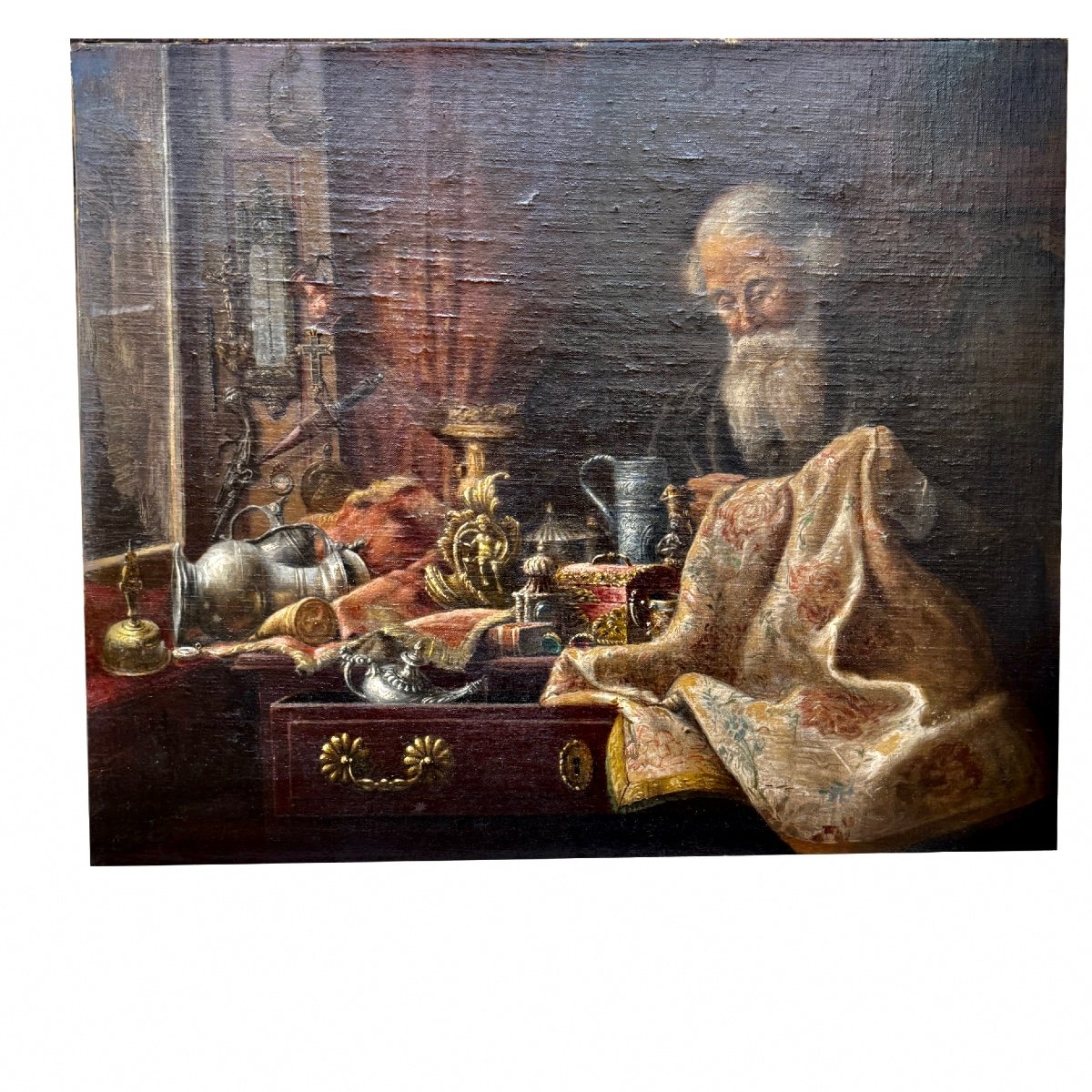 Oil On Canvas The Antique Dealer