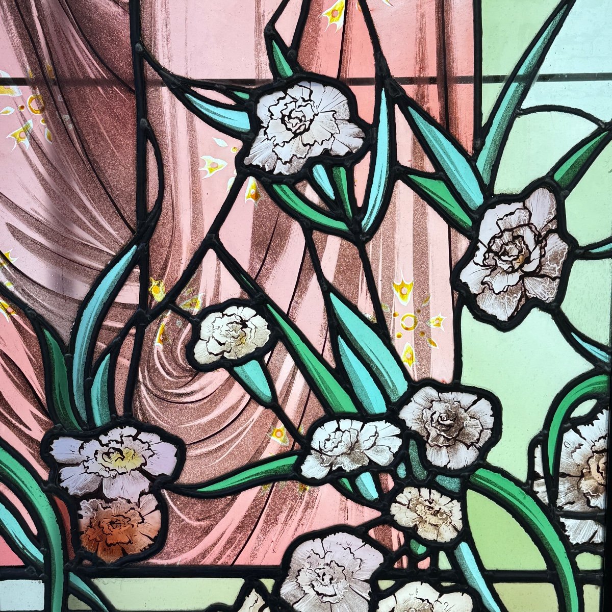 Stained Glass Stained Glass Woman With Carnation-photo-6