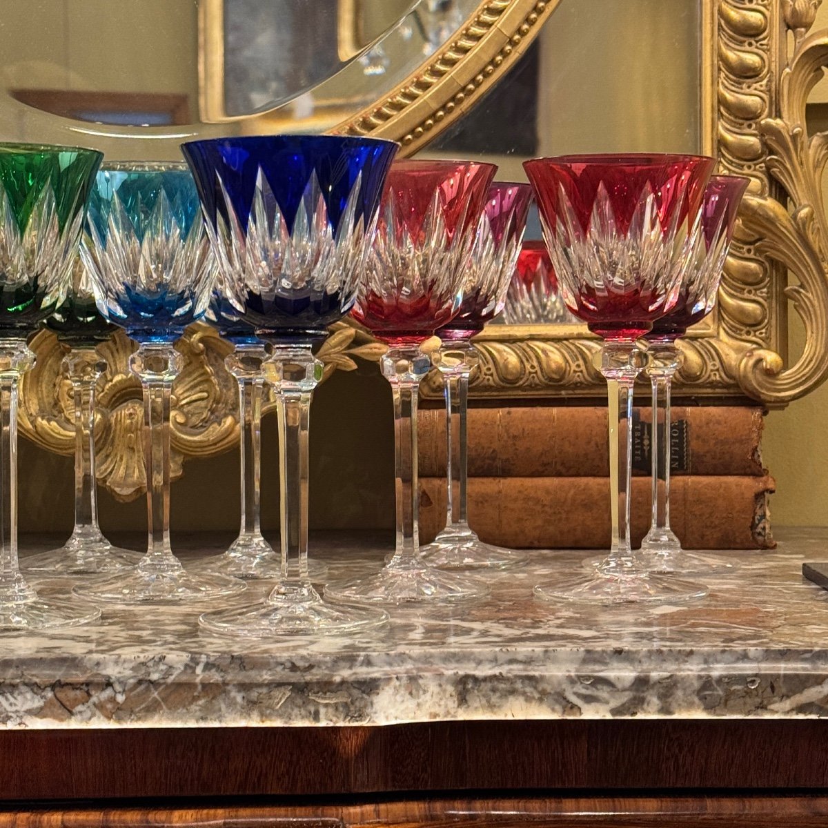 Saint Louis Crystal Colored Wine Glasses-photo-1