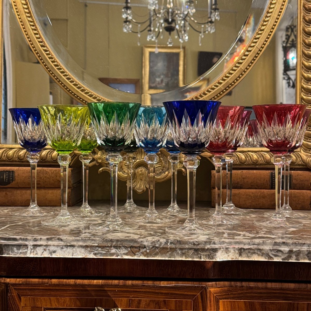 Saint Louis Crystal Colored Wine Glasses