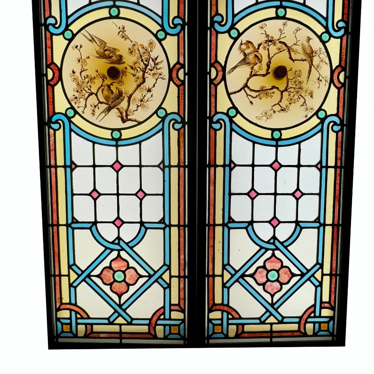 Stained Glass Window With Birds (h193cm L107cm)-photo-3