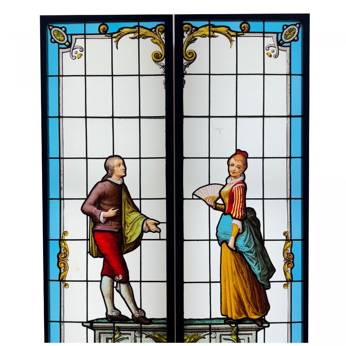 Stained Glass Couple With Fan (h191cm L104cm)-photo-2