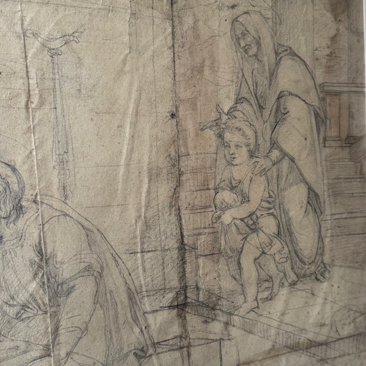 Drawing Virgin – Holy Family 19th Century-photo-4