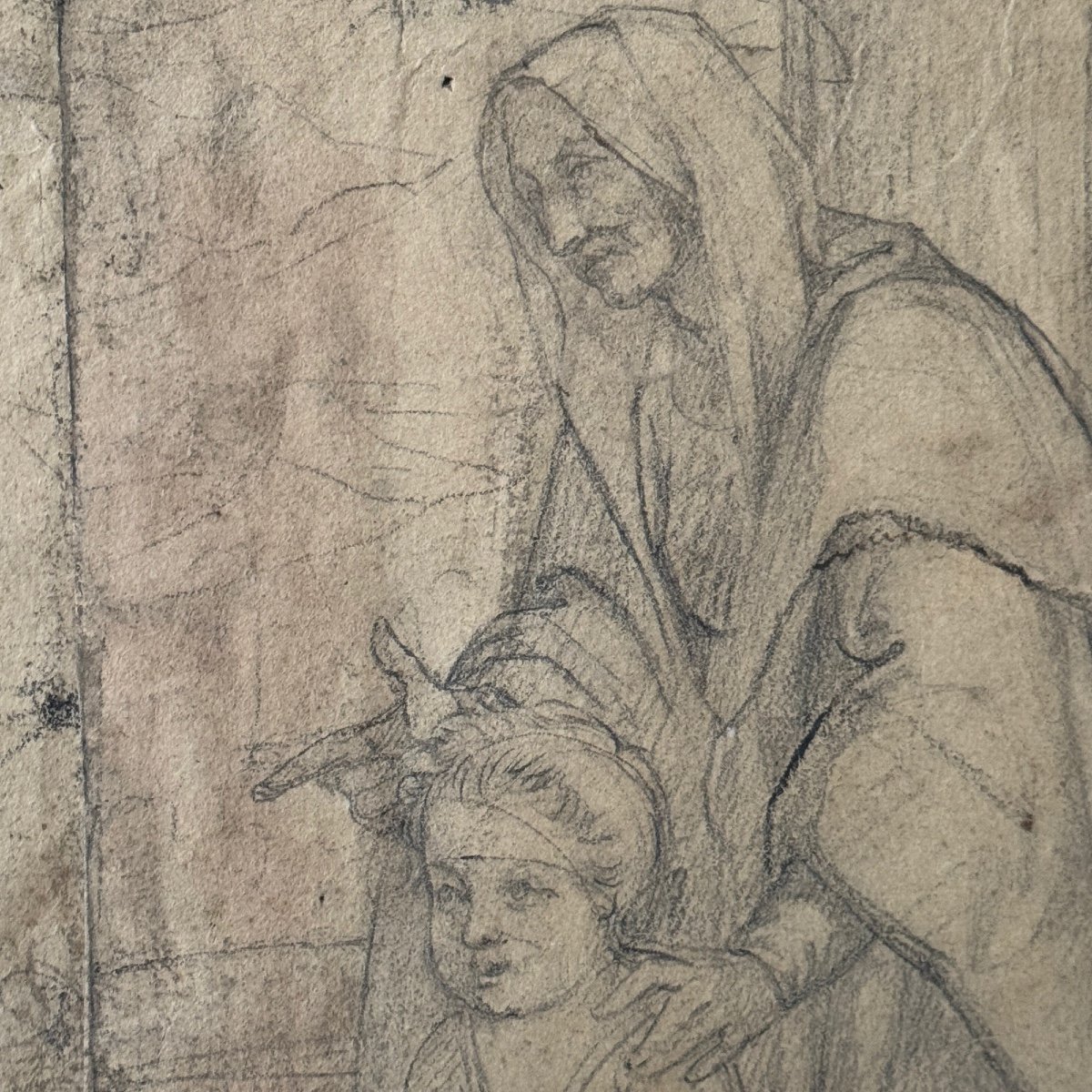 Drawing Virgin – Holy Family 19th Century-photo-2