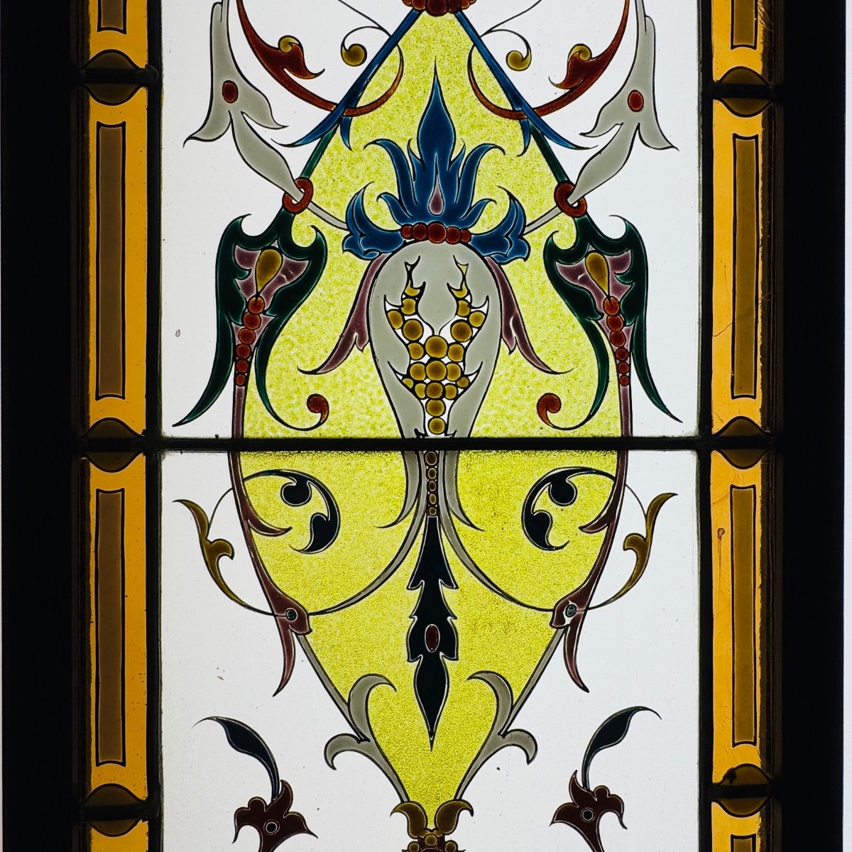 Stained Glass Window With Enamels (113 X 38.5 Cm)-photo-3