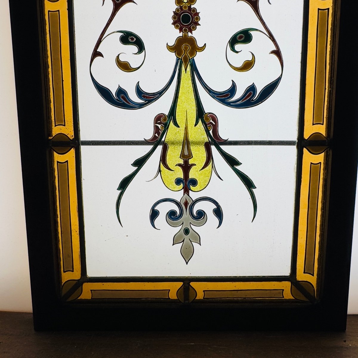 Stained Glass Window With Enamels (113 X 38.5 Cm)-photo-4