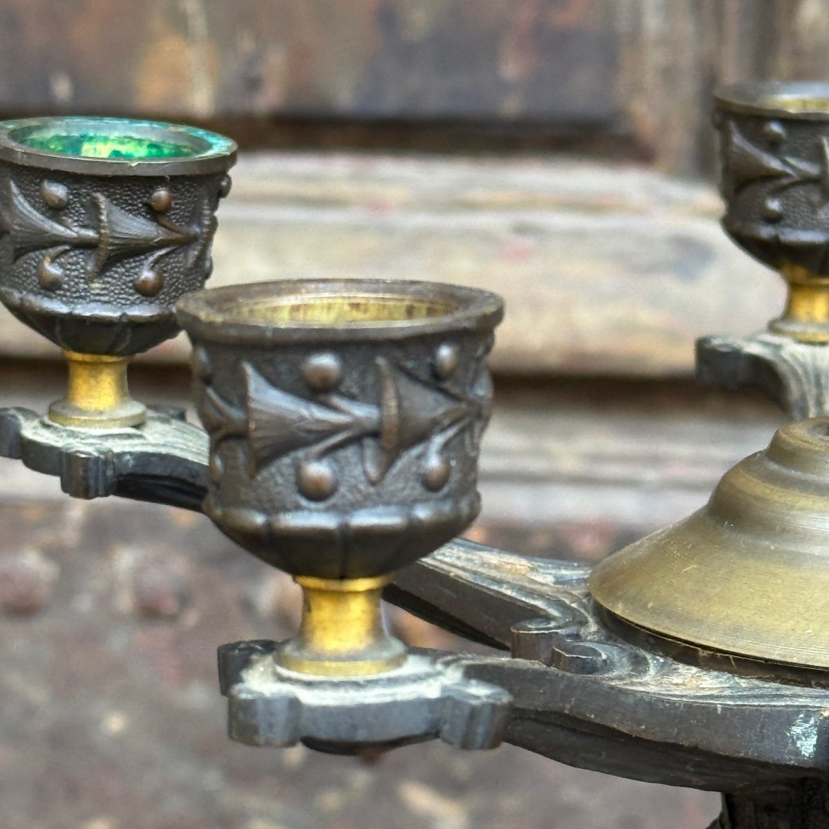 Pair Of Bronze Candlestick Lamps-photo-1