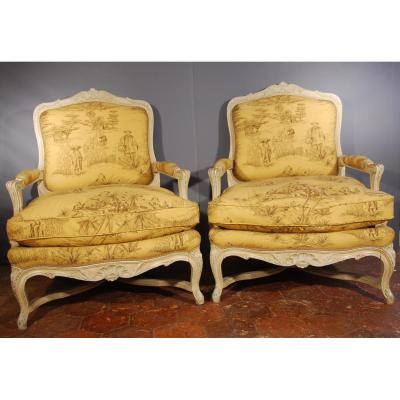 Large Pair Of Armchairs Regency Style