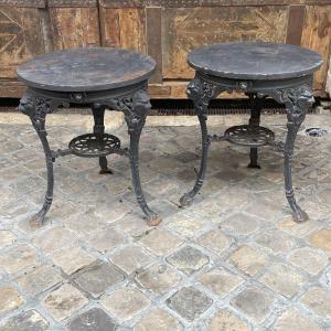Pair Of Cast Iron Pedestal Tables