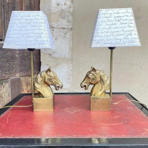 Pair Of Horse Head Lamps