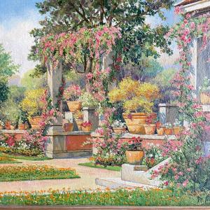 Le Jardin Fleuri Hst Signé Pauline Delacroix (1863-1912)