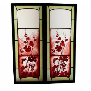 Pair Of Stained Glass Windows With Vines (1) (115 X 92 Cm)