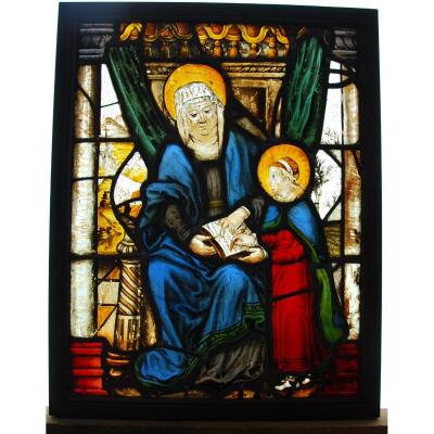 Stained Glass Stained Glass Saint Anne And The Virgin H71cm L55cm