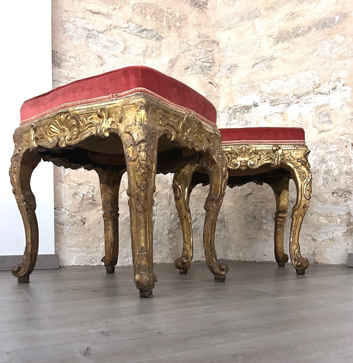 Pair Of 18th Century Stools - Italy-photo-3