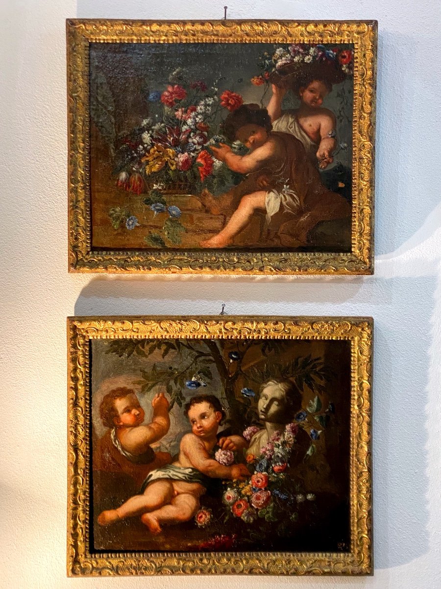 Pair Of Italian School Paintings Early 18th Century-photo-2