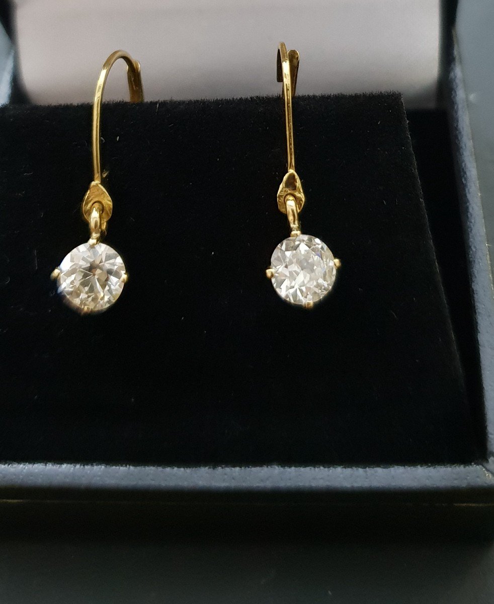 Proantic: Pair Of Diamond Sleeper Earrings