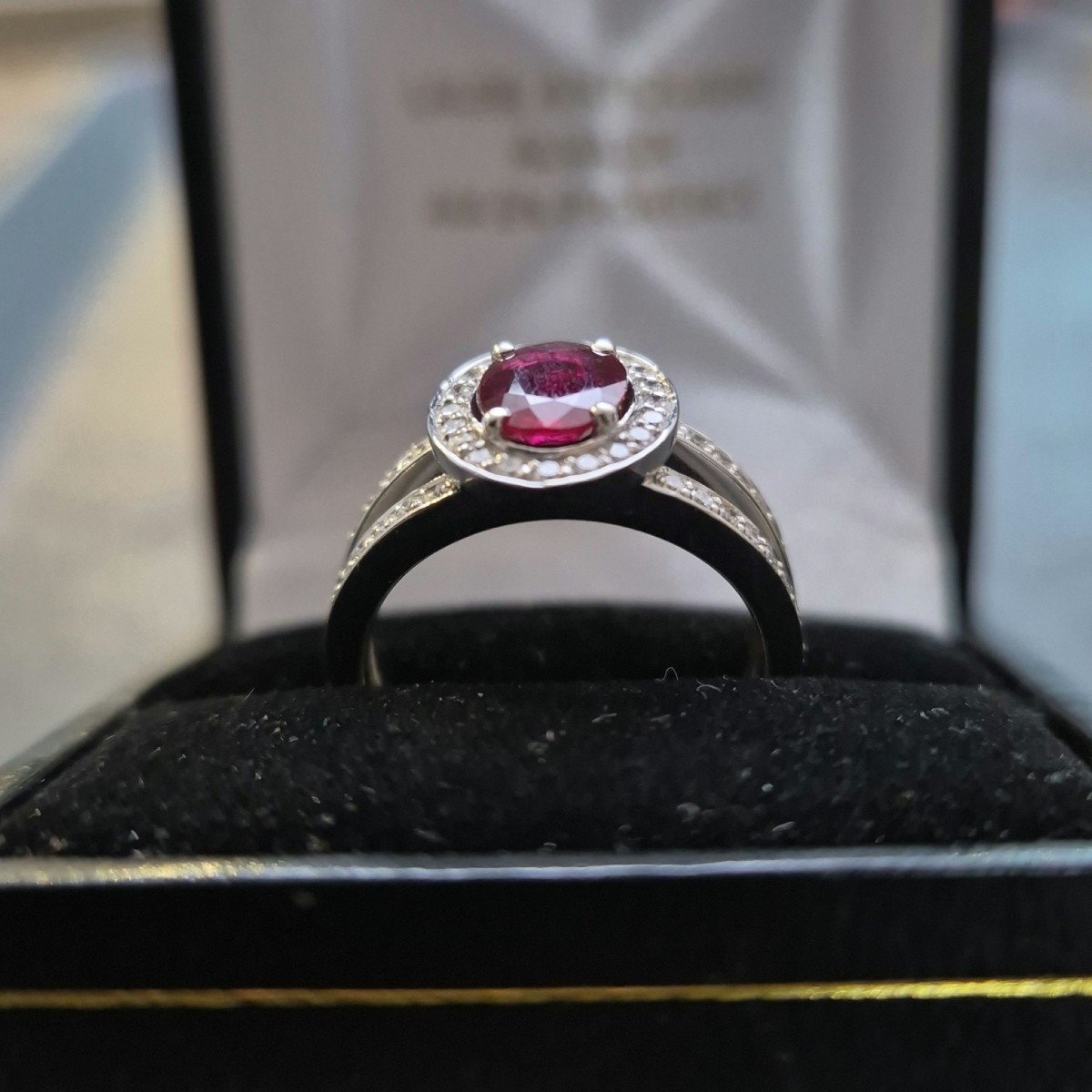 18kt White Gold Ruby Diamond Ring-photo-2