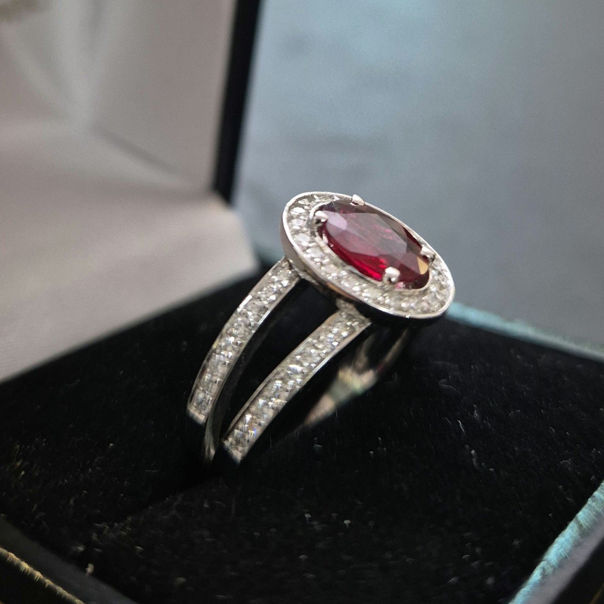 18kt White Gold Ruby Diamond Ring-photo-3