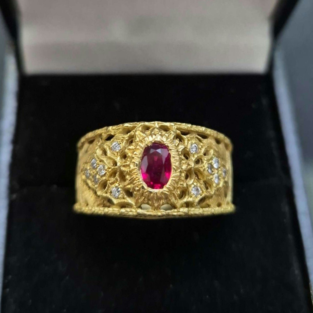 Bague Années 90 Rubis Diamants