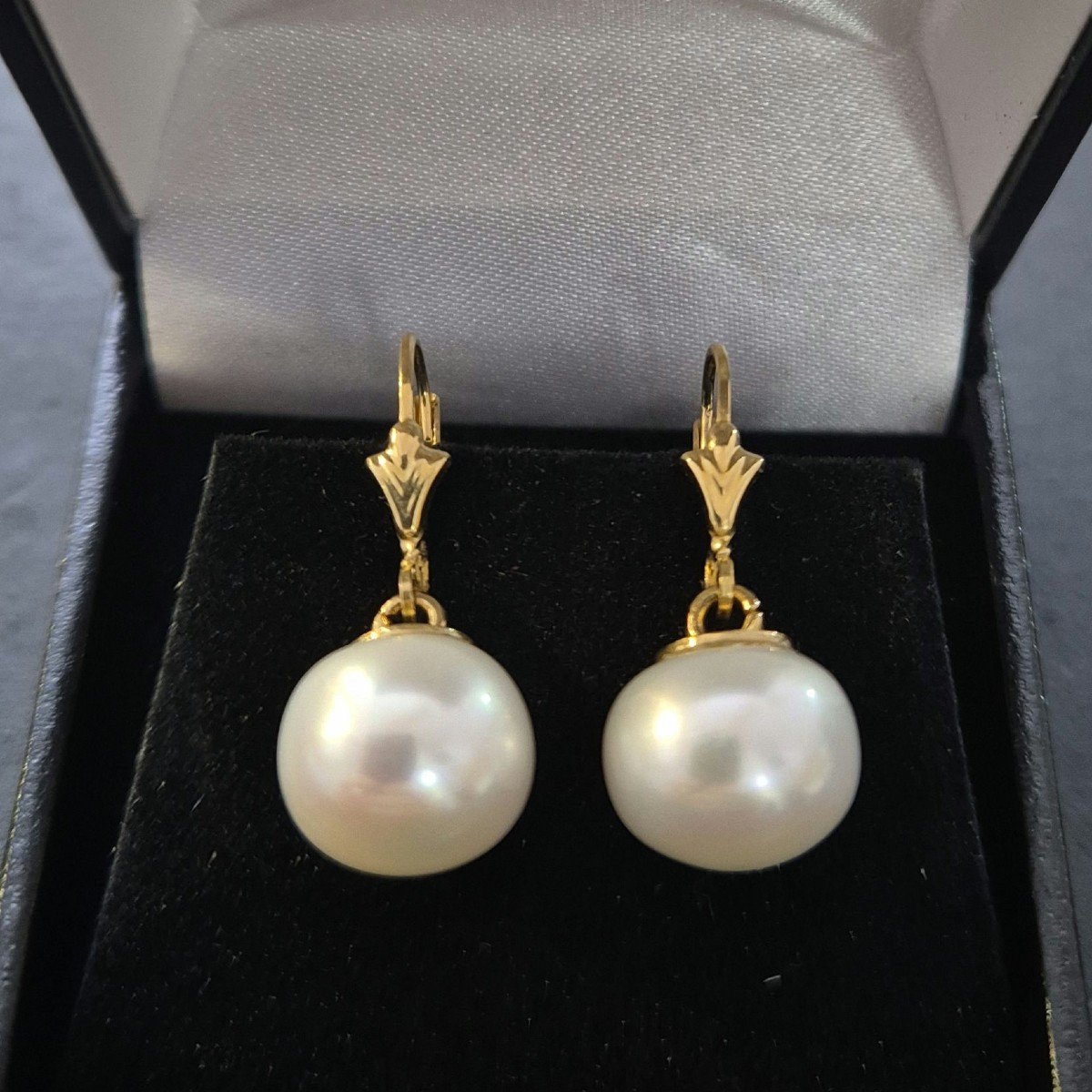 A Pair Of Yellow Gold Pearl Sleepers