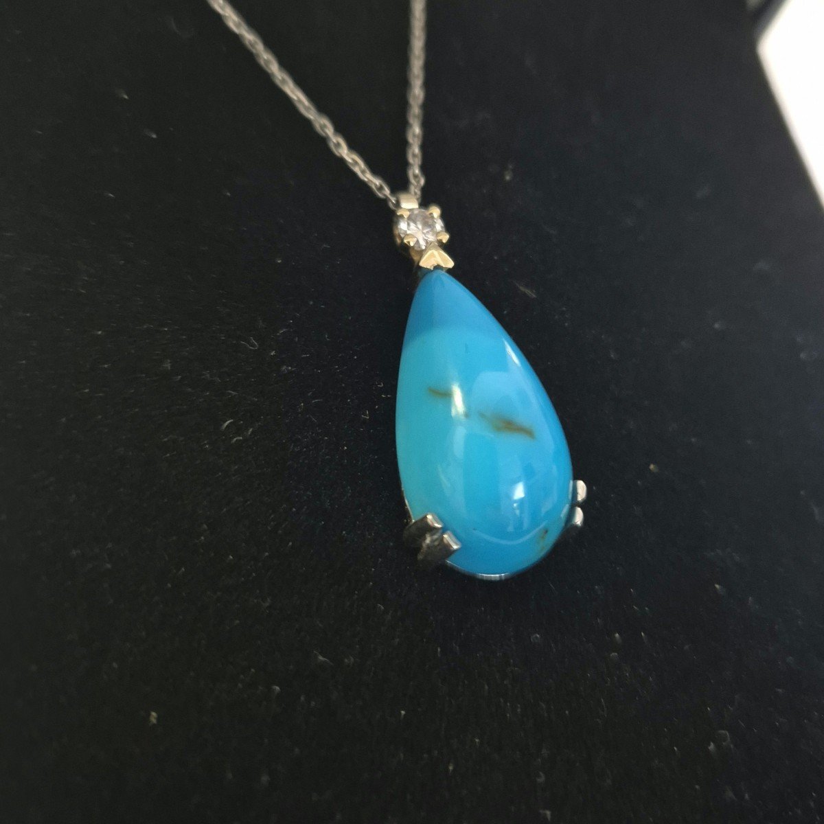 90s Turquoise And Diamond Pendant-photo-2