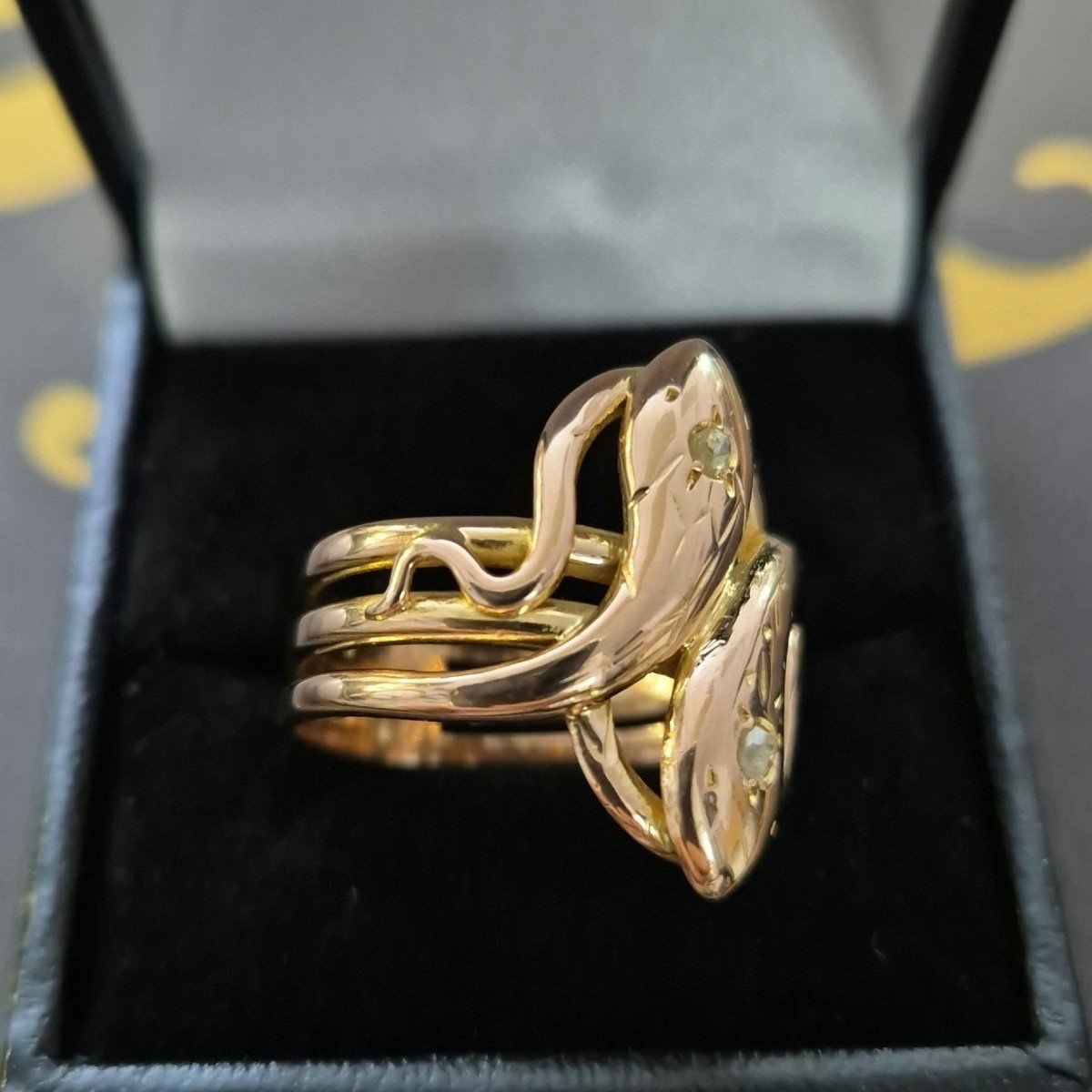 Rose Gold Diamond Serpents Ring-photo-3