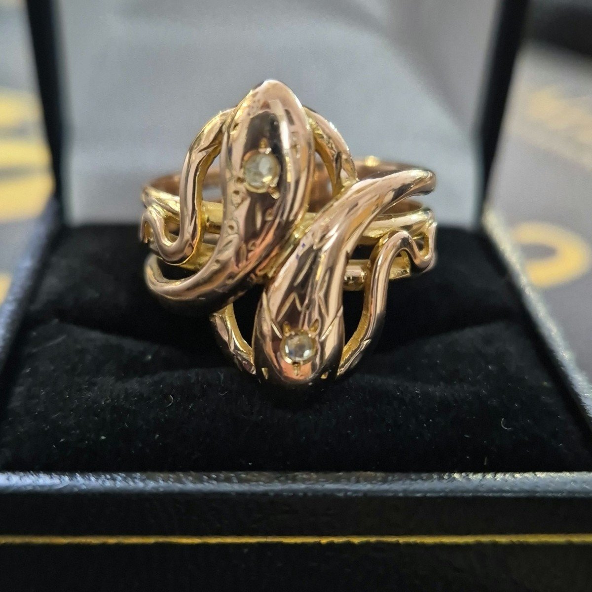 Rose Gold Diamond Serpents Ring-photo-1