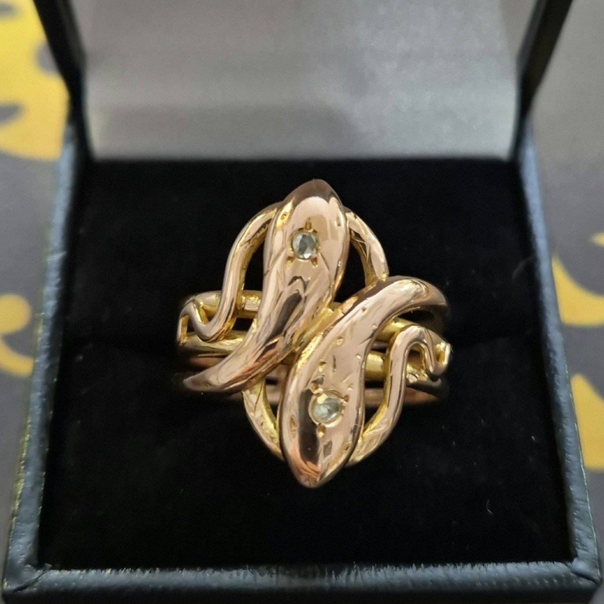 Rose Gold Diamond Serpents Ring