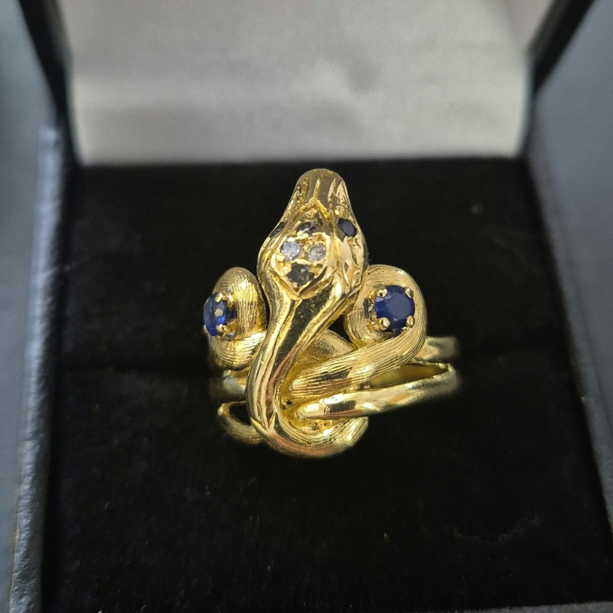 Bague Serpents Or Jaune Saphirs Diamants-photo-2