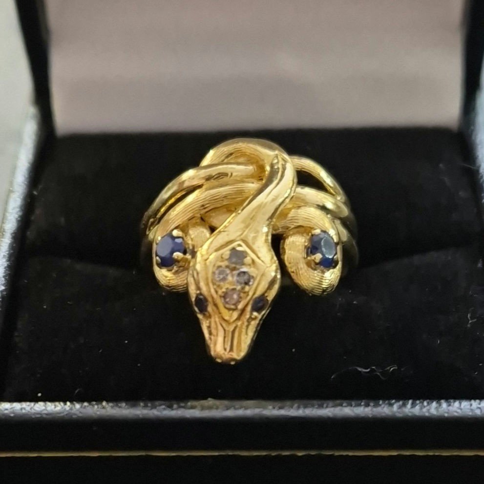 Bague Serpents Or Jaune Saphirs Diamants