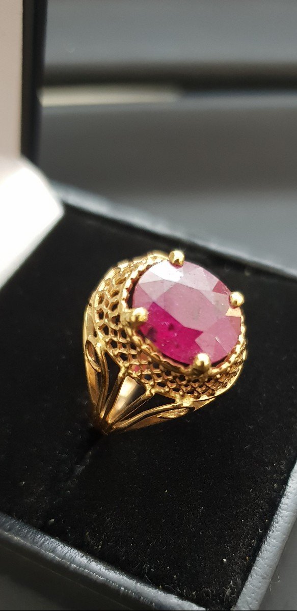 Signet Ring Style Set With A Natural Unheated Burmese Ruby-photo-2