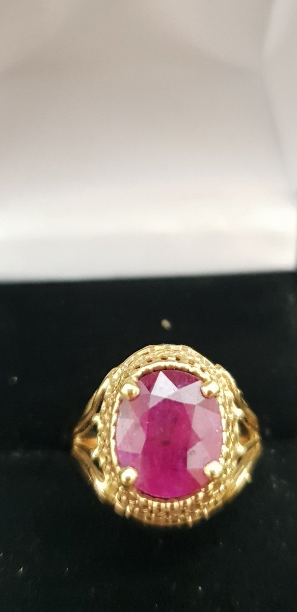 Signet Ring Style Set With A Natural Unheated Burmese Ruby-photo-3