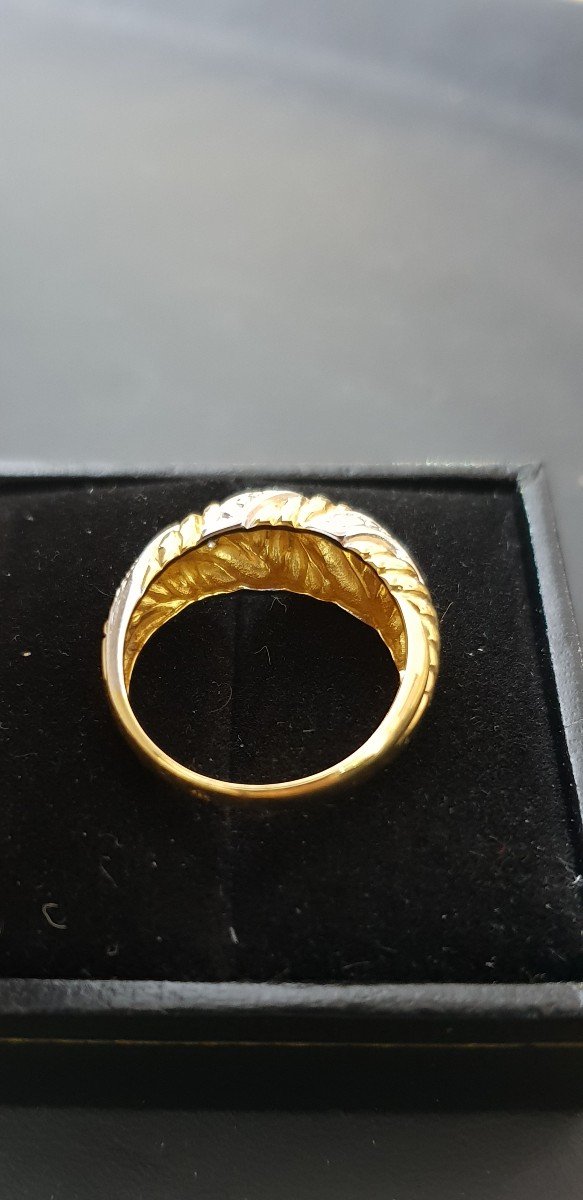 750 Thousandths Yellow Gold Ring, 1980 Period-photo-4