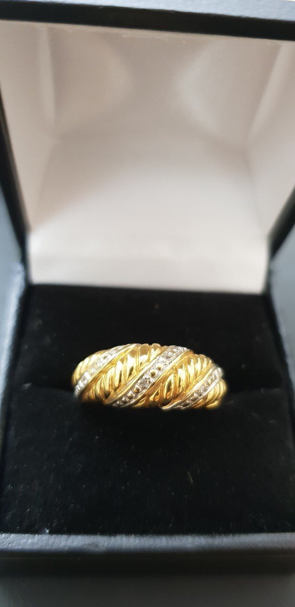 Bague Or jaune 750 Millièmes, époque 1980