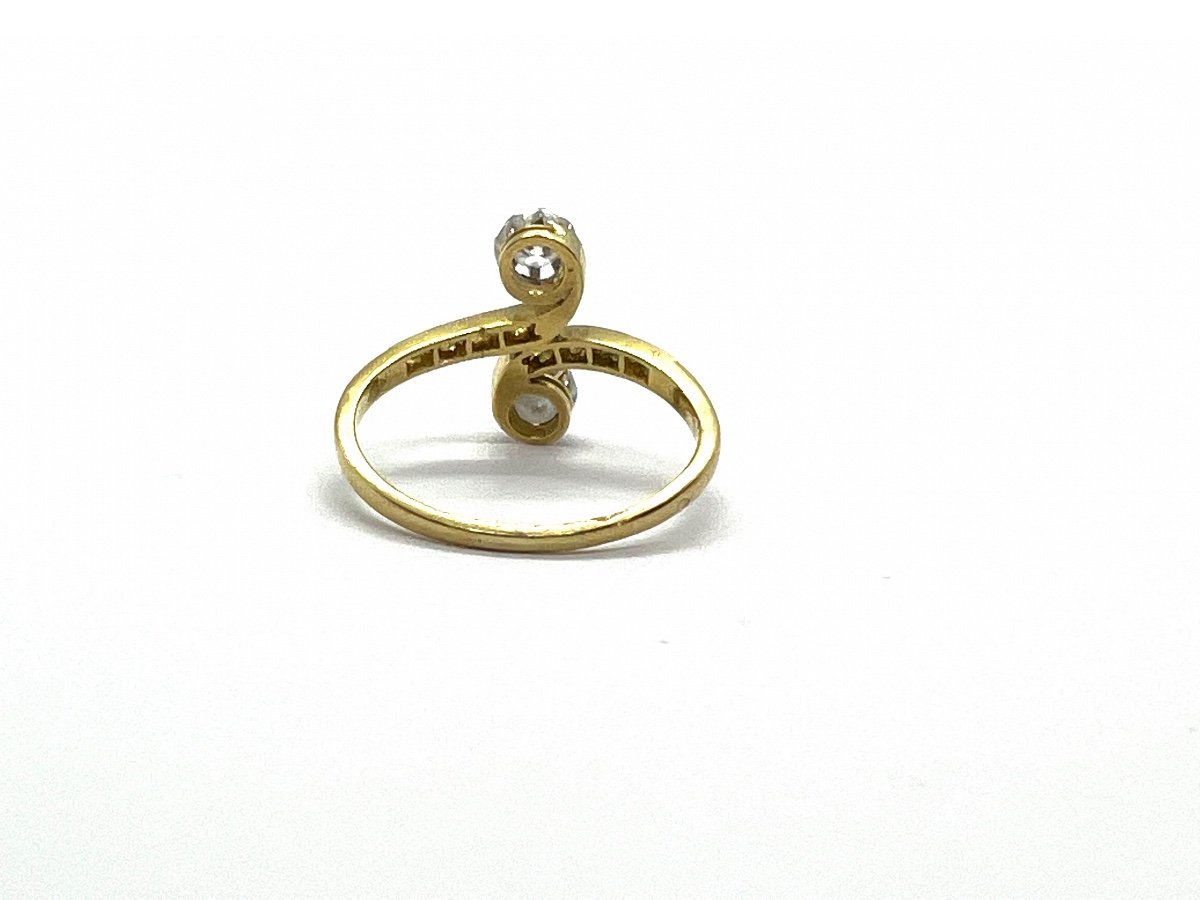 Ring You And Me In Yellow Gold 750 Thousandths (18k) Years 70-photo-1