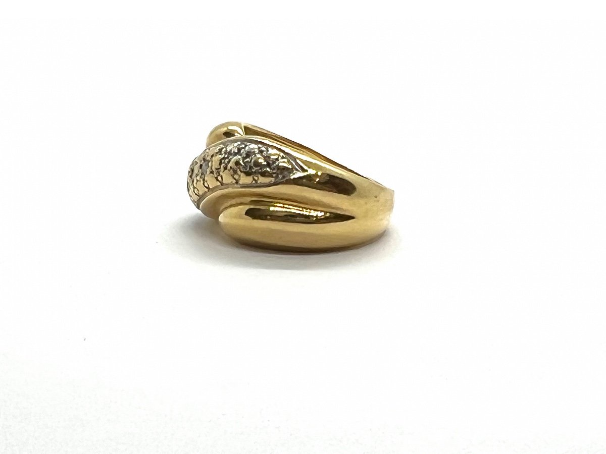 750 Thousandths (18k) Yellow Gold Ring, 80s, Set With Diamonds-photo-2