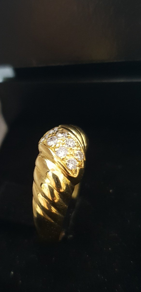 759 Thousandths (18k) Yellow Gold Ring, Set With Diamonds, 80s-photo-2