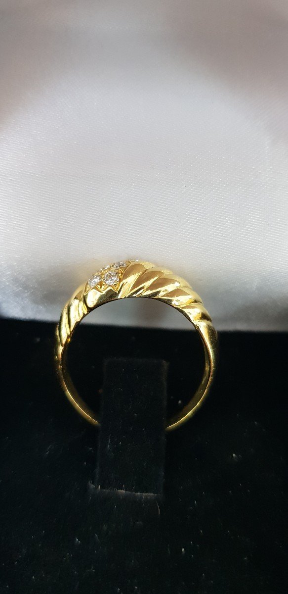 759 Thousandths (18k) Yellow Gold Ring, Set With Diamonds, 80s-photo-4