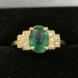 Art Deco Style Emerald Diamond Ring