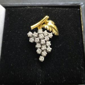 70s Yellow Gold Diamond Grape Cluster Pendant