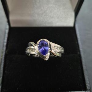 White Gold Tanzanite Diamond Ring