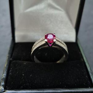 Bague Années 90 Rubis Diamants 