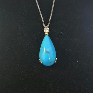 90s Turquoise And Diamond Pendant