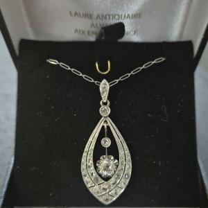 Art Deco Pendant Platinum White Gold And Diamonds