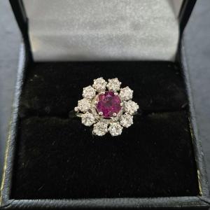 Bague Marguerite Rubis Diamants