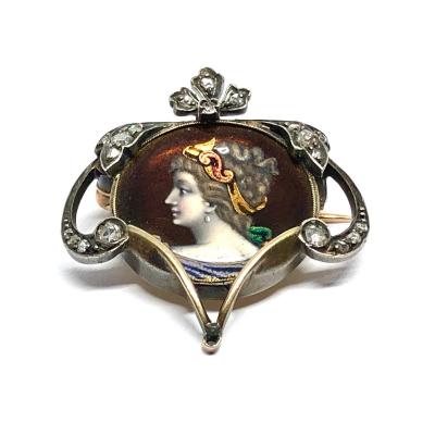 Broche Pendentif Or Et Argent Fin 19 ème