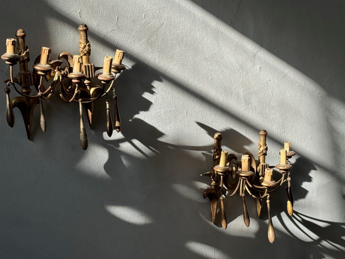 4 Wooden Wall Lights -photo-2