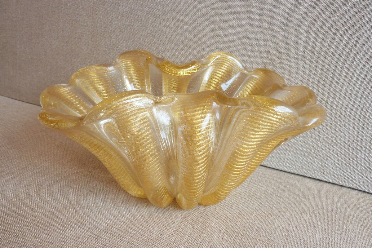 Ercole Barovier (1889-1972) - Murano - Flower Bowl 'cordonato Oro 