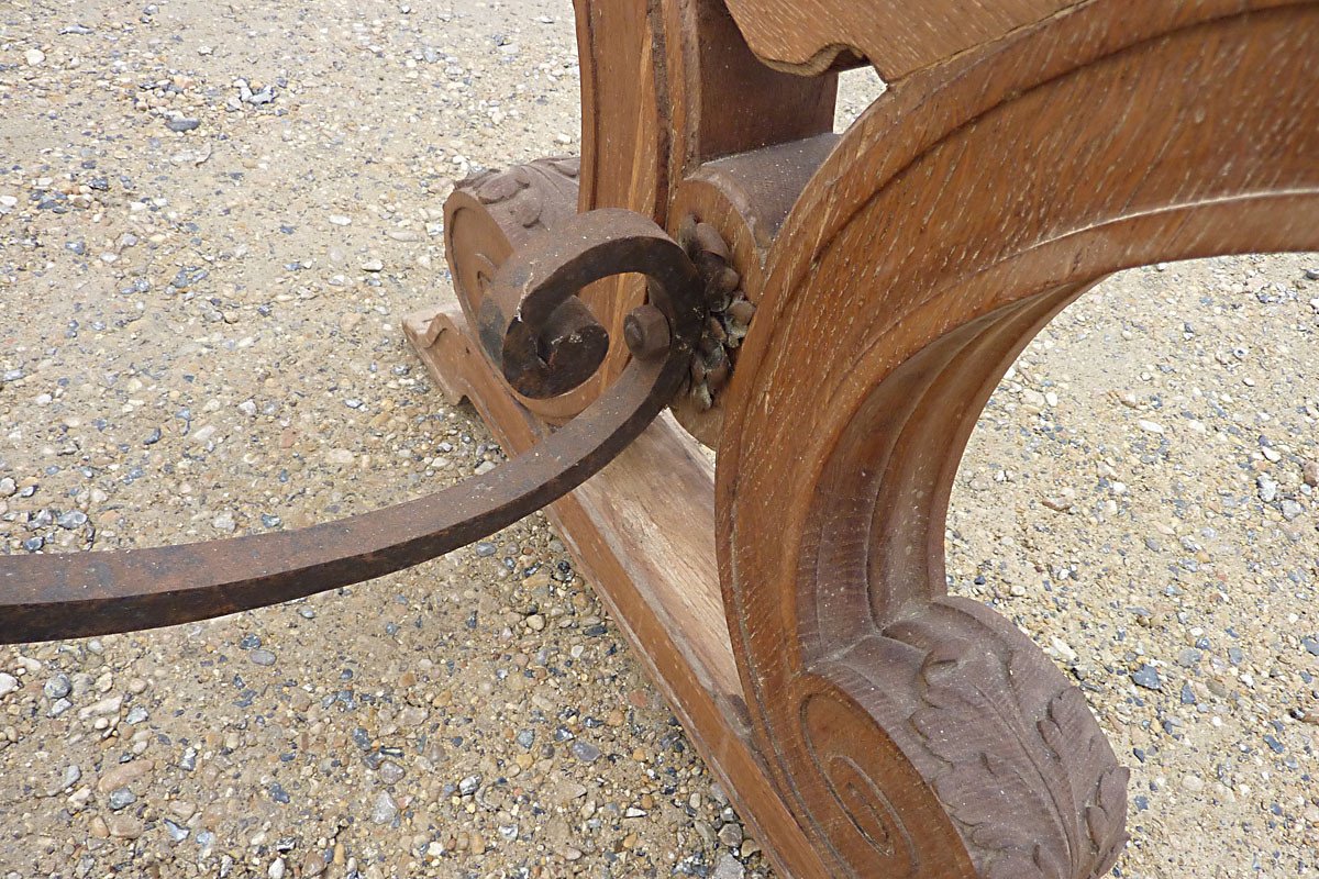 In The Style Of Jean-charles Moreux (1892-1956) - Large Table In Oak, Circa 1940-photo-5